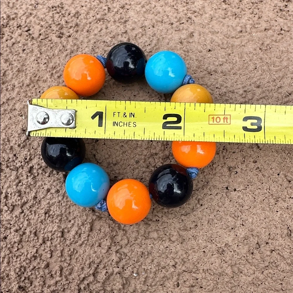 Gymboree Colorful Beaded Stretch Bracelet-Blue, Orange, Black Tan